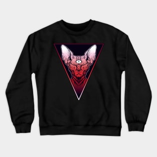 three eyed sphinx cat , triangle sticker Crewneck Sweatshirt